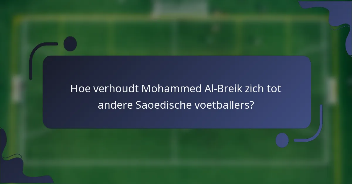Hoe verhoudt Mohammed Al-Breik zich tot andere Saoedische voetballers?