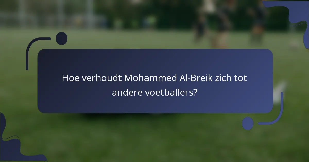 Hoe verhoudt Mohammed Al-Breik zich tot andere voetballers?