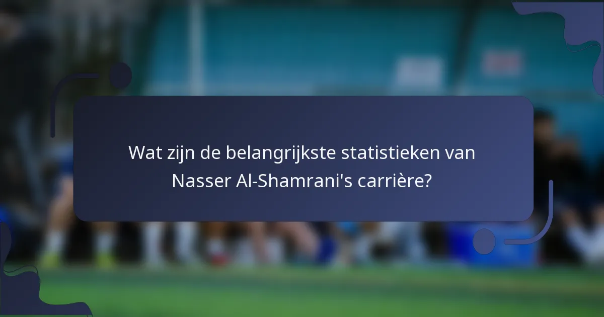 Wat zijn de belangrijkste statistieken van Nasser Al-Shamrani's carrière?